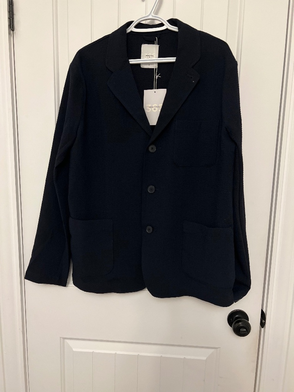 Men's Navy Percival seersucker blazer